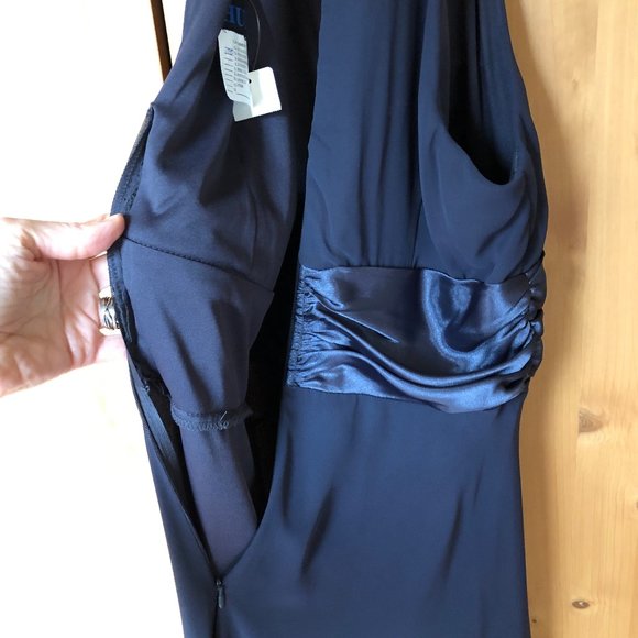 Grey-Teal Halter-style Midi Cocktail dress - Picture 11 of 13